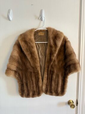 Vintage Brown Fur Short Coat - Women's Elegant Evening Jacket